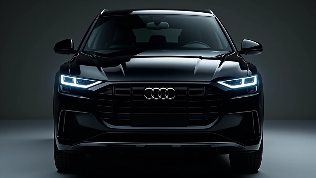 Audi Q6 e-tron, juoda spalva, šiuolaikinė LED žibintų sistema